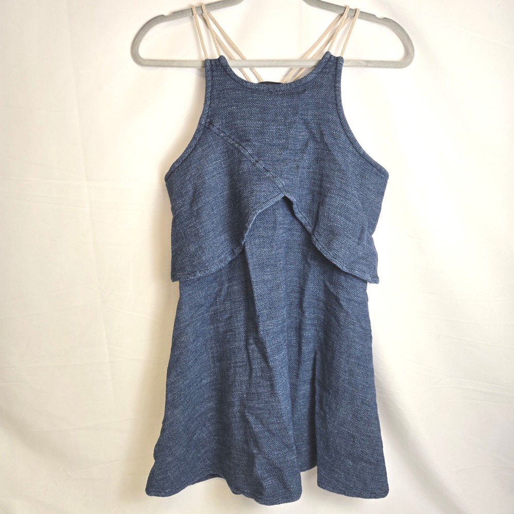 Free‎ People Sapphire Flyaway Mini Dress Rope Straps Cotton Blue Bohemian Small